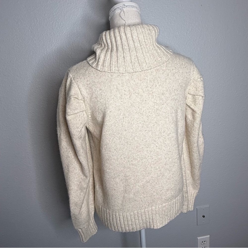 CABI #3889 - Midweight‎ Tuck Turtleneck Puff Sleeve Pullover Knit Sweater medium - Picture 4 of 6